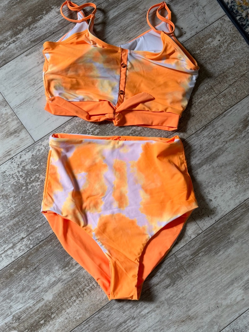 Tie-Dye High-Waist Bikini Set in Orange - Picture 2 of 2